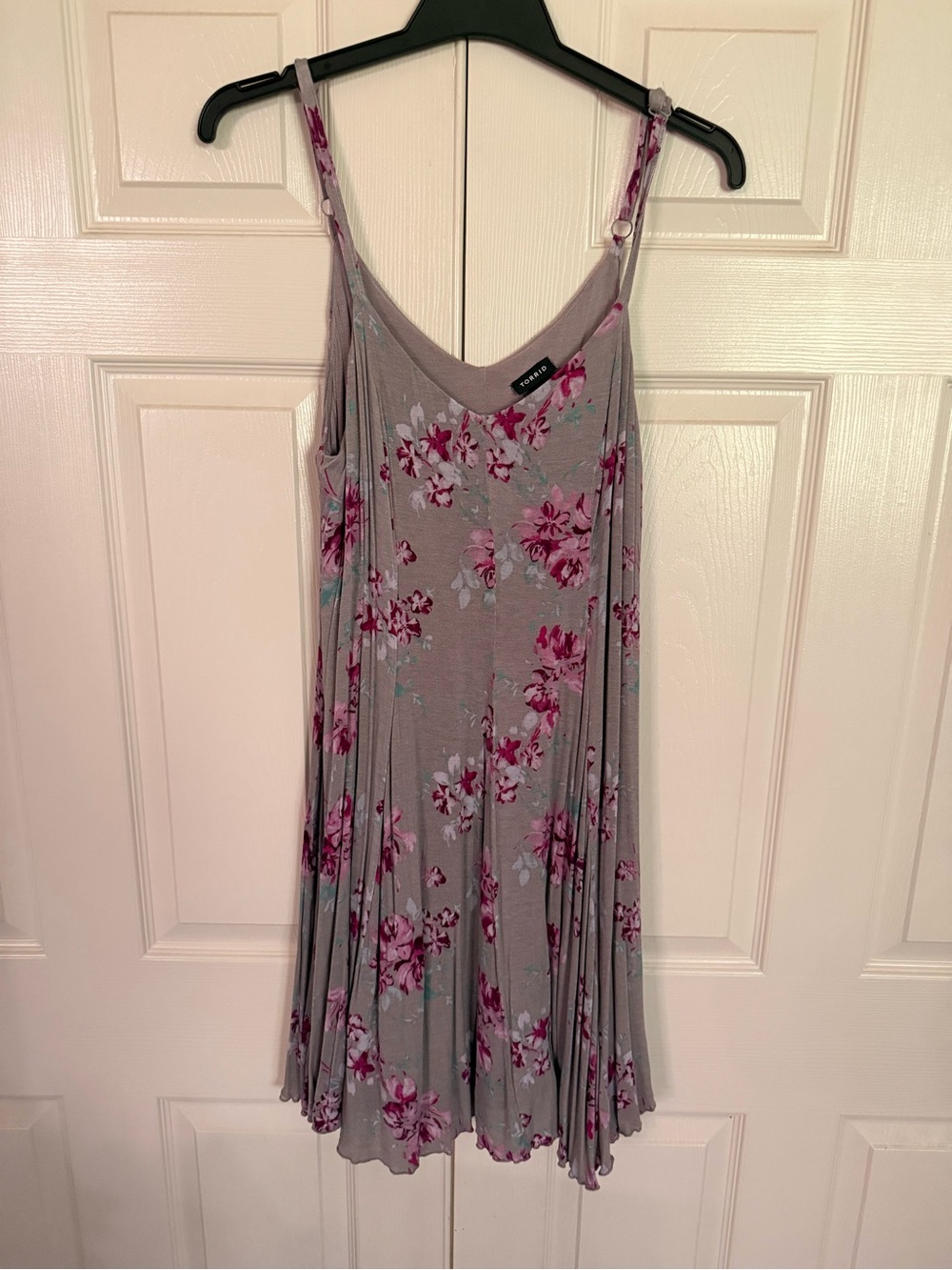 torrid Taupe Floral Slip Dress with Pink Blooms